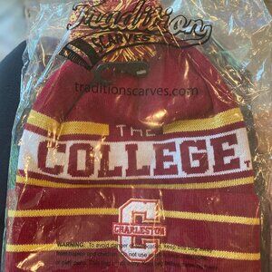 College of Charleston Beanie Hat  Maroon; white and yellow strip; Adult size